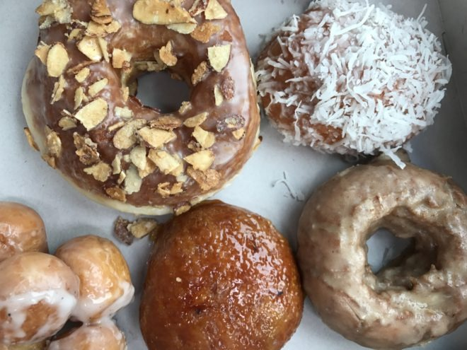 brown-butter hazelnut donut with other pastries