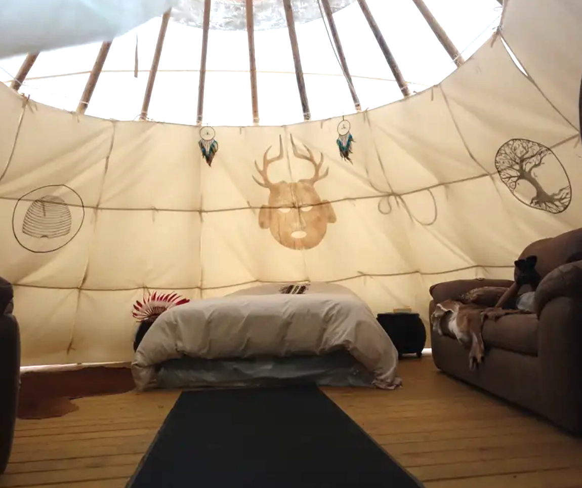 inside of Ohio teepee