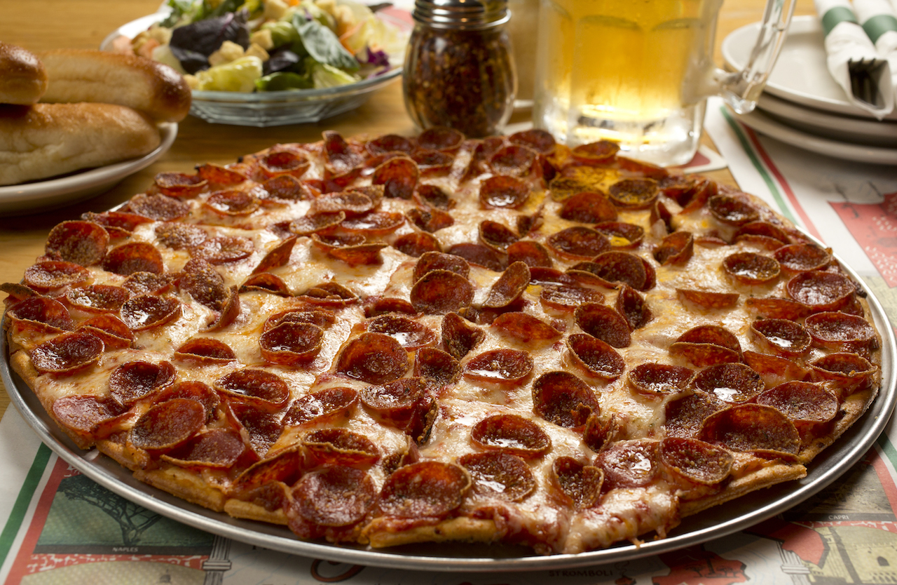large pepperoni pizza from Villa Nova Ristorante