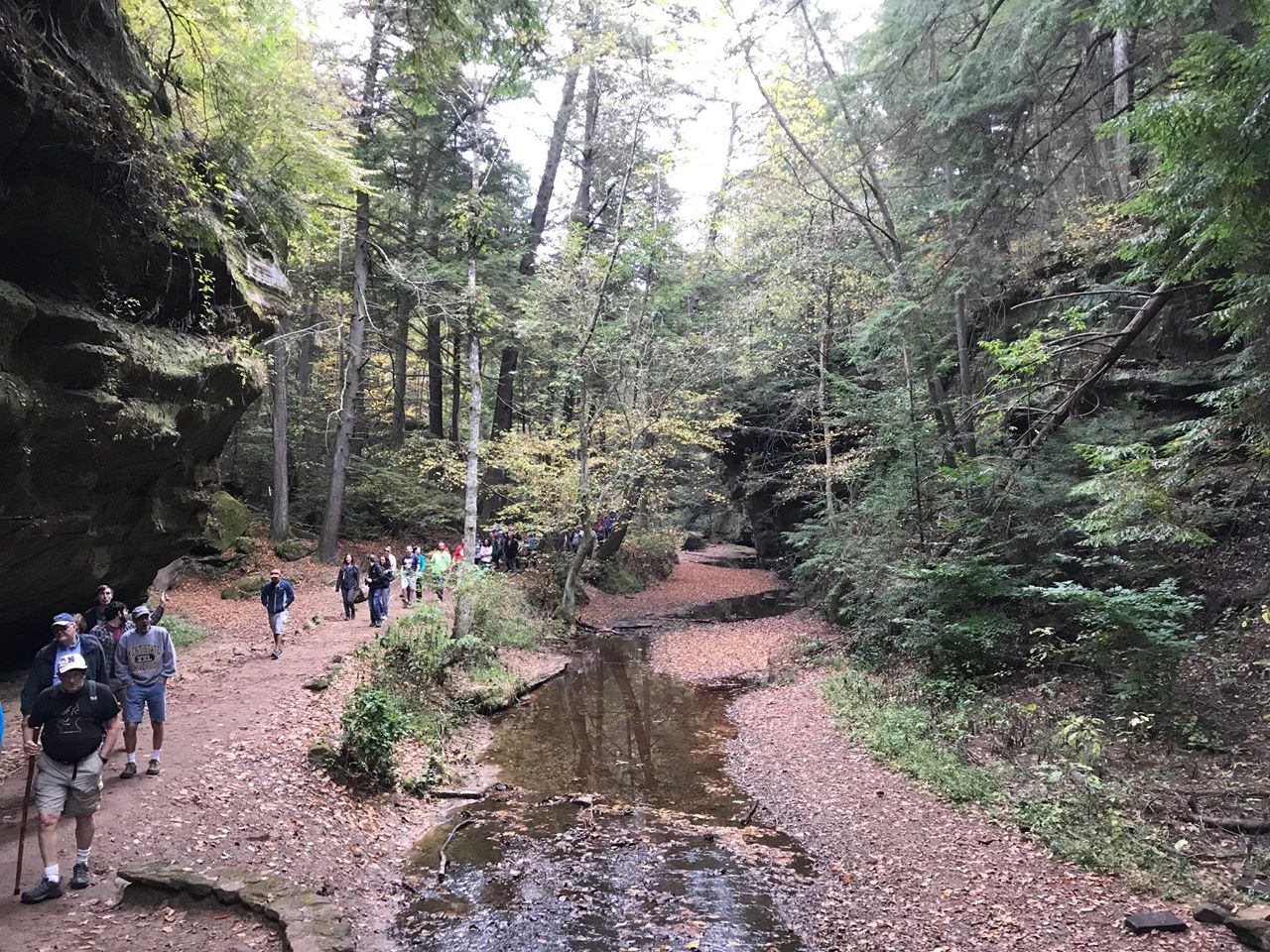 people hiking through Hocking Hills Ohio