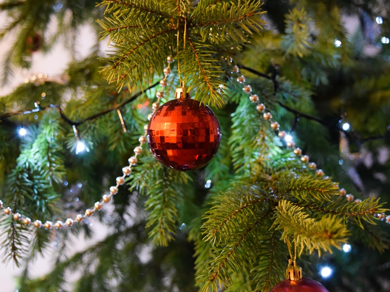 christmas ornament hanging on christmas tree