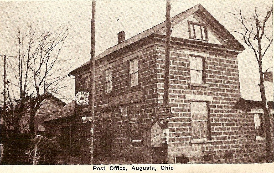 An old, black and white photograph of Augusta's first post office.