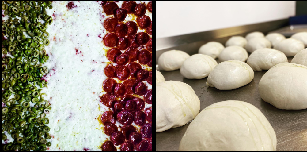 Ingredients and balls of unformed dough