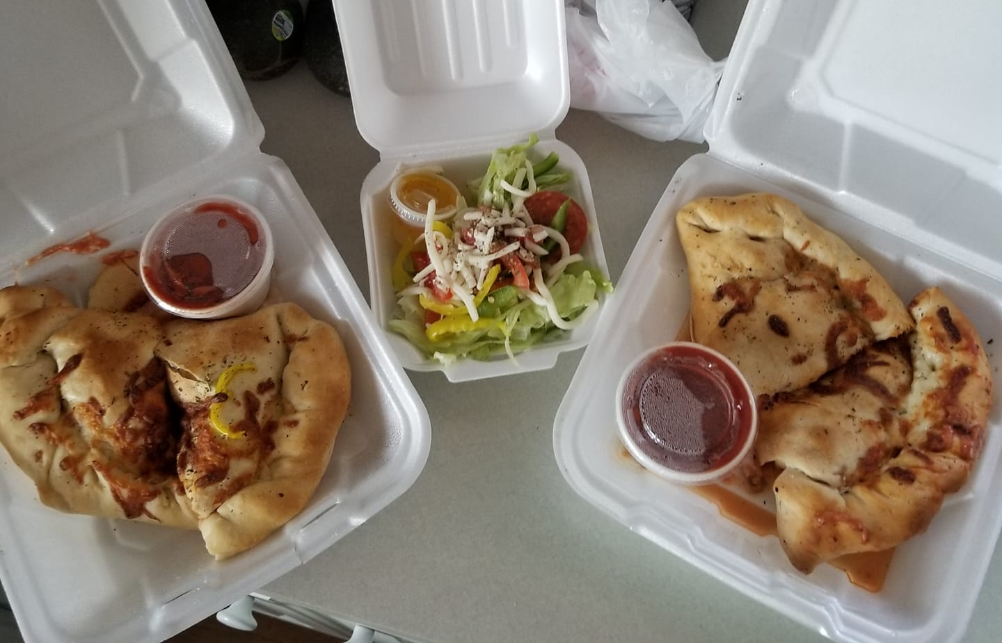 Pizza squares and salad