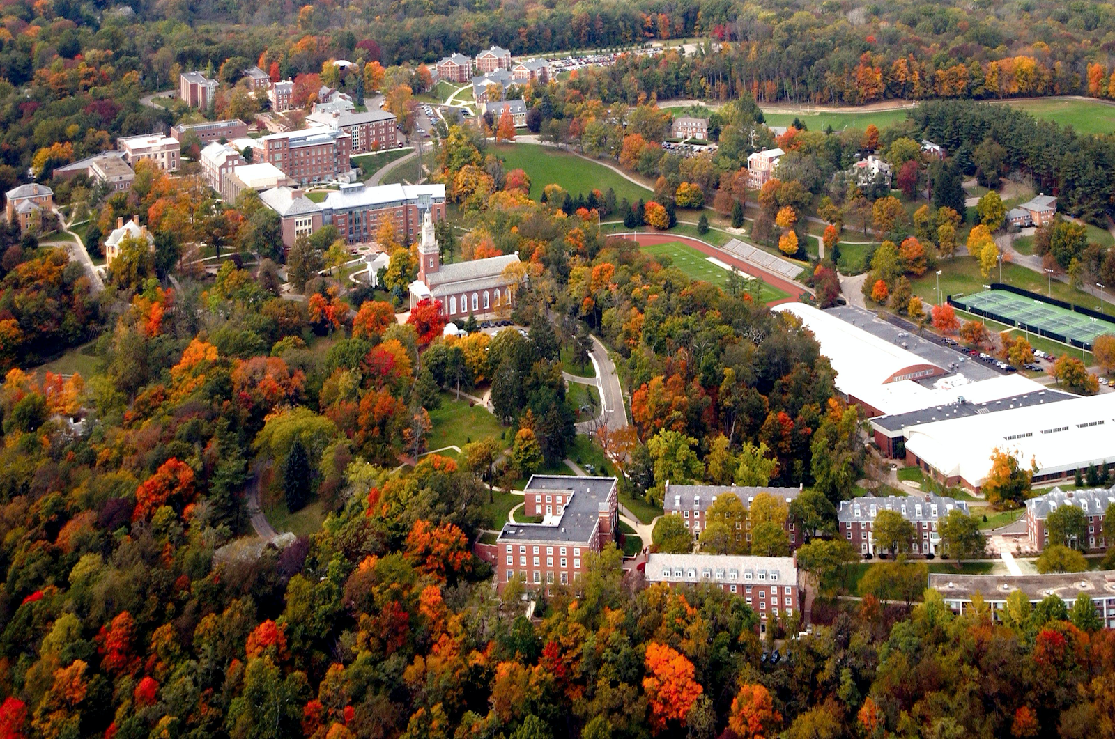 aerial view of Denison University