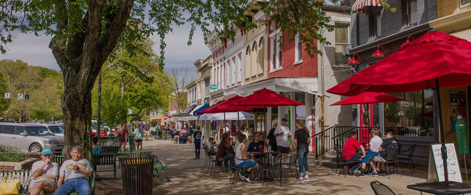 people spending time at an outdoor cafe in granville ohio