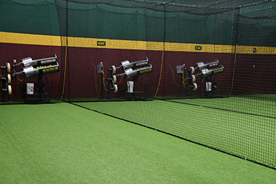 view of the pitching machines indoors