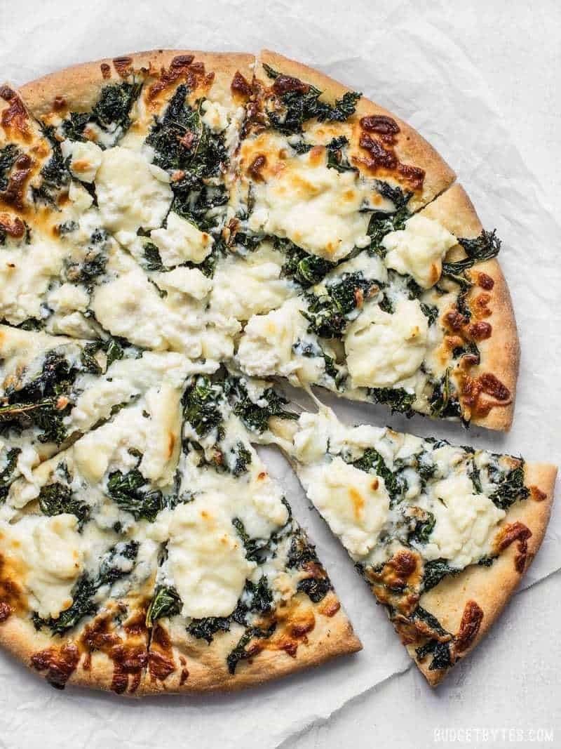 Pizza with spinach from Tamo's Pizzeria