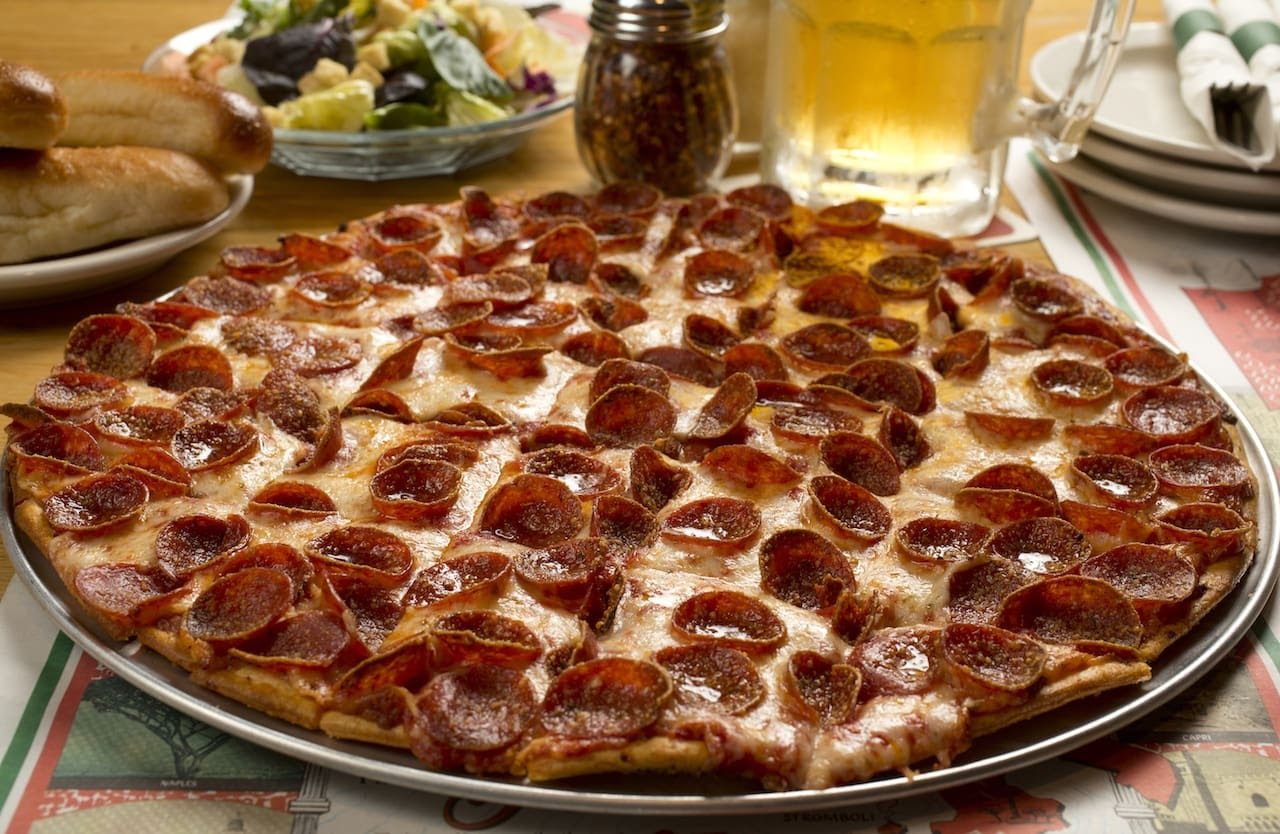 large pepperoni pizza from Villa Nova Ristorante