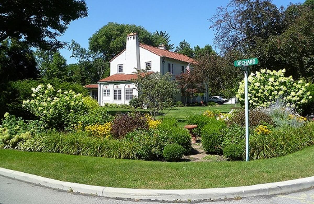shrubs and house