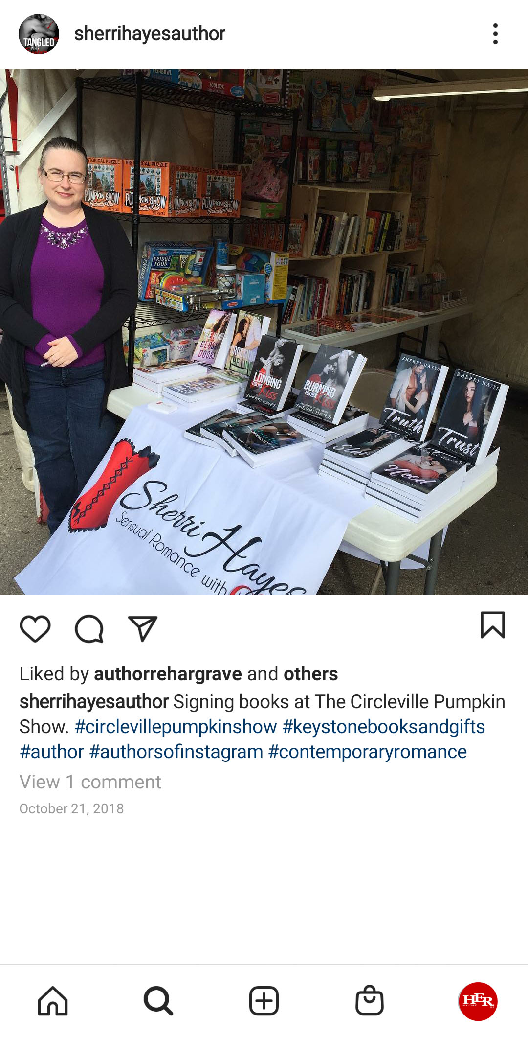 A Woman in front of Keystone Books