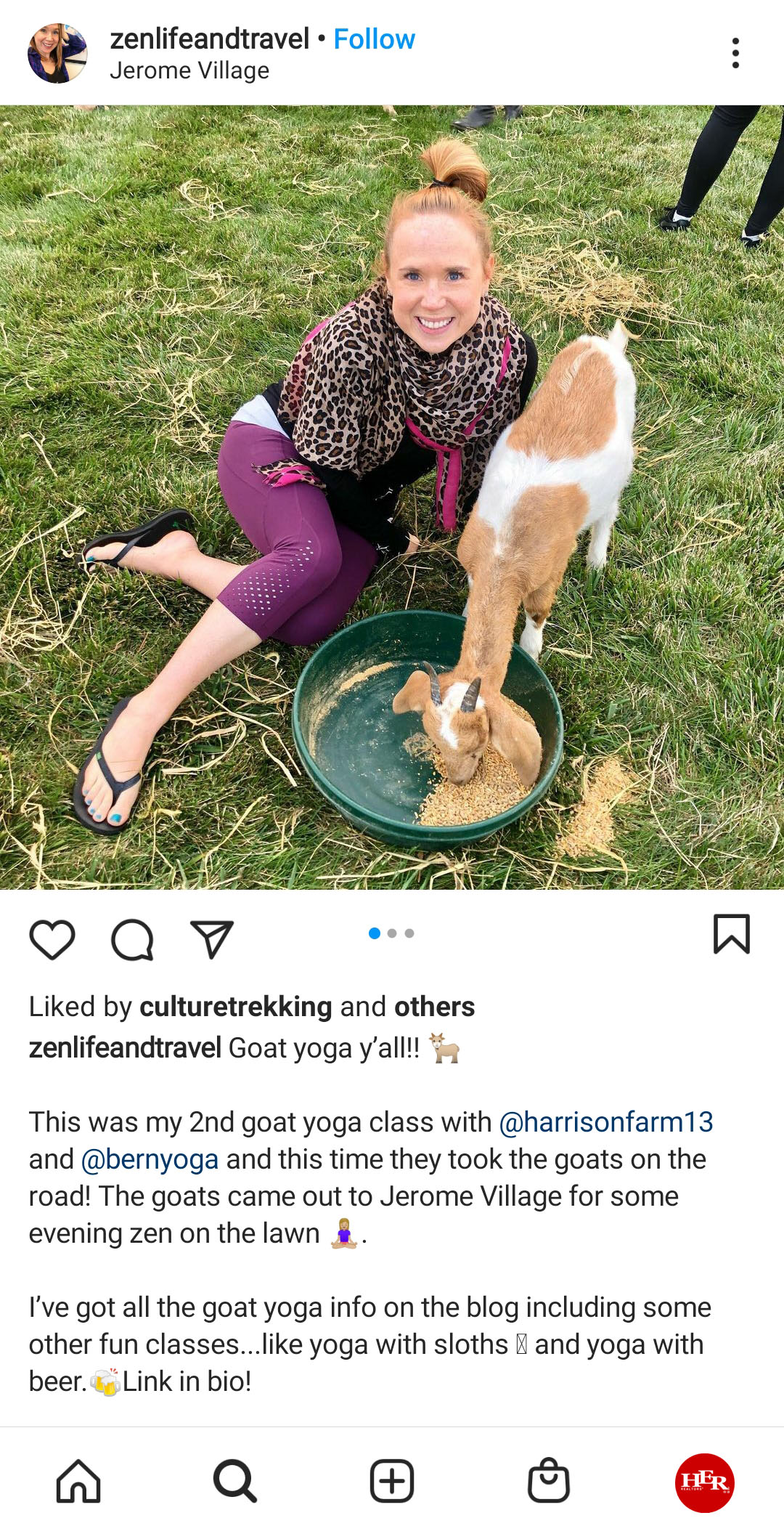 women and goat