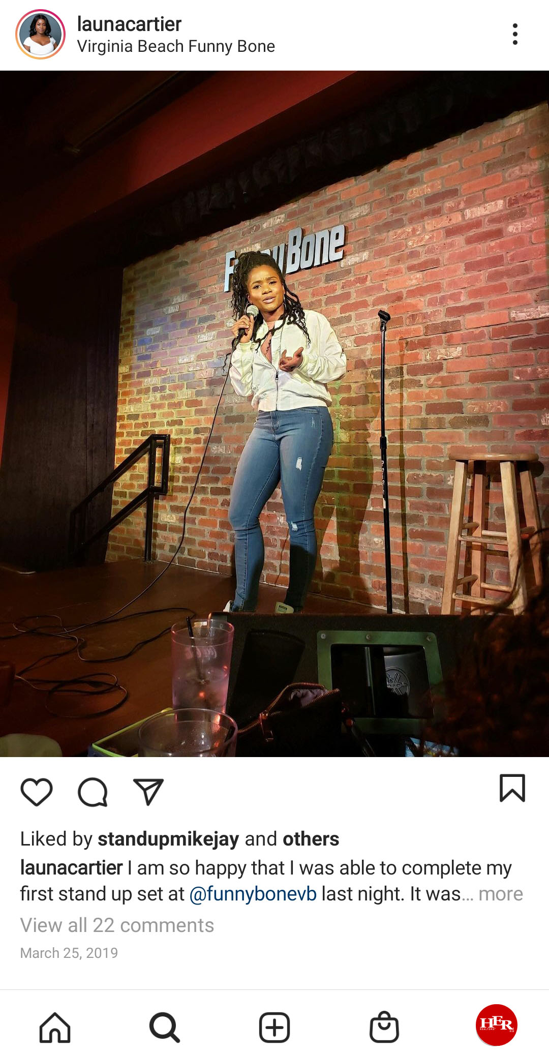 Woman doing stand up comedy