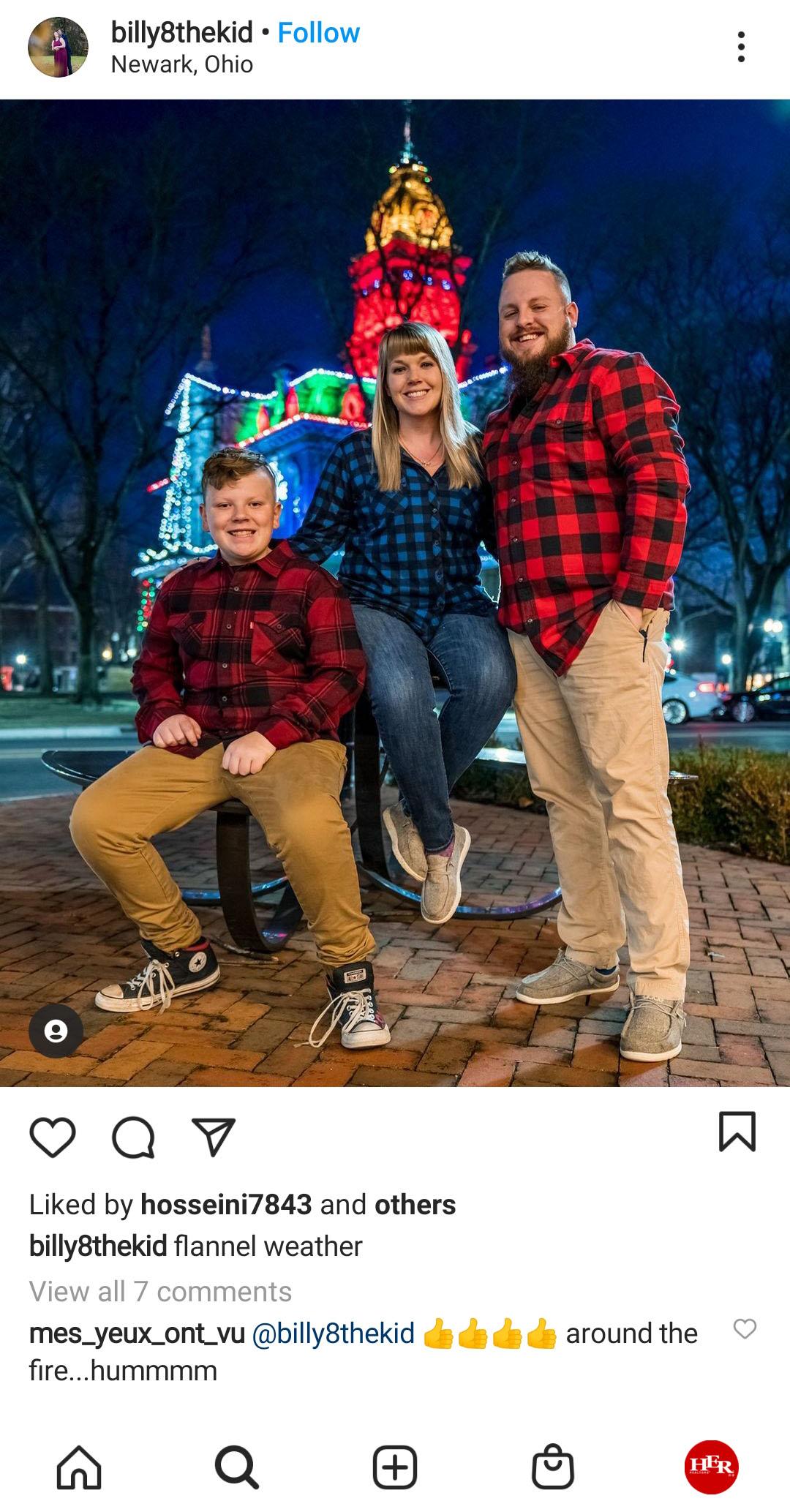family wearing flanel