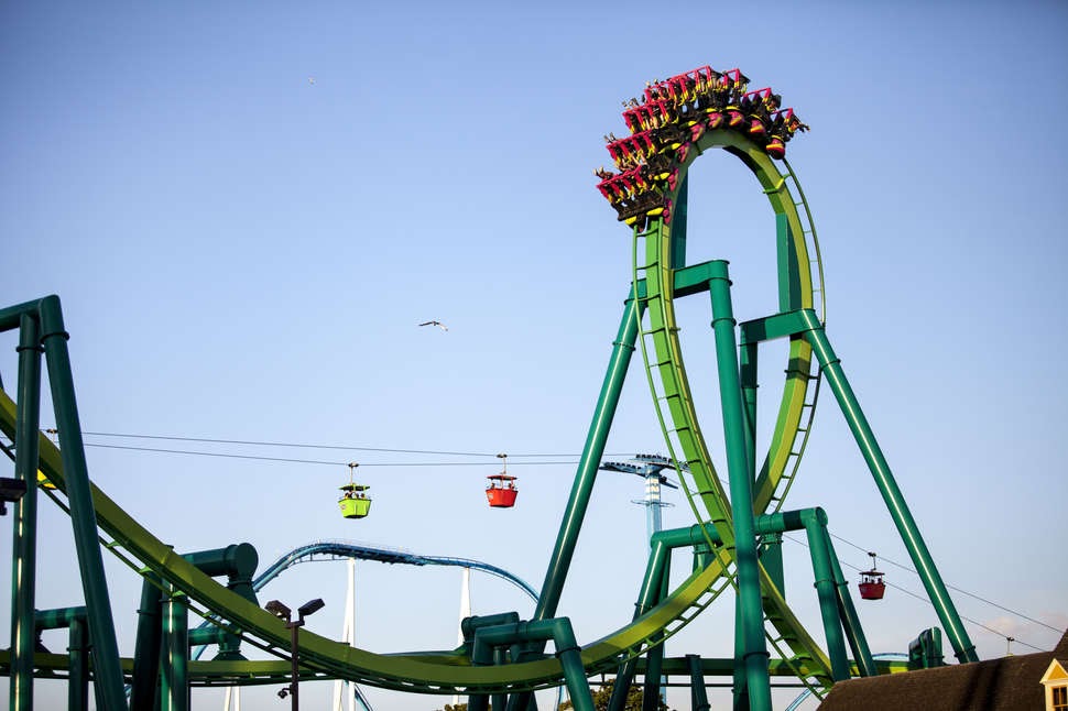 loop on green roller coaster