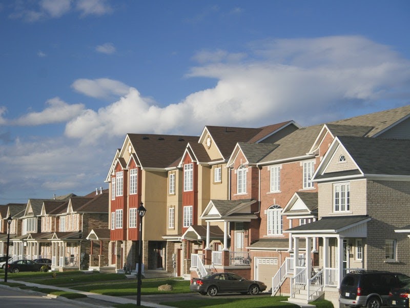 town homes with blue sky