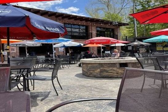 A restaurant's outdoor patio.