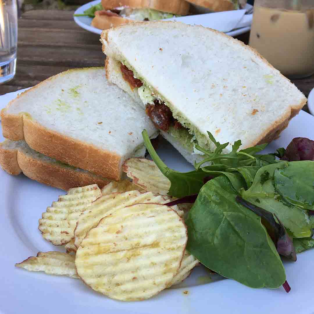 Goats Cheese, Sundried Tomato & Pesto Sandwich.