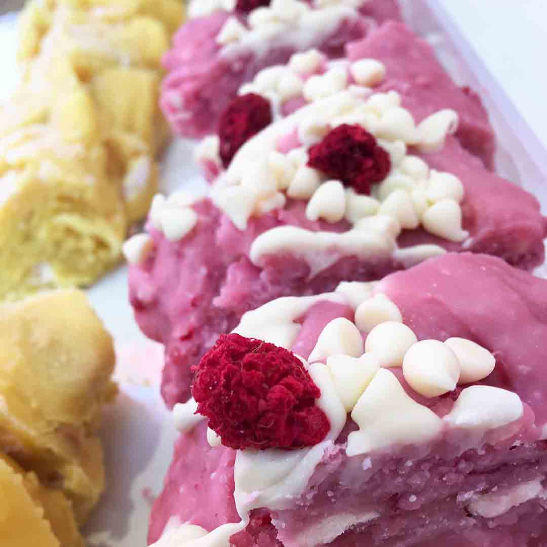 Lemon Meringue Fudge and Raspberry White Chocolate Pavlova Fudge from Bath