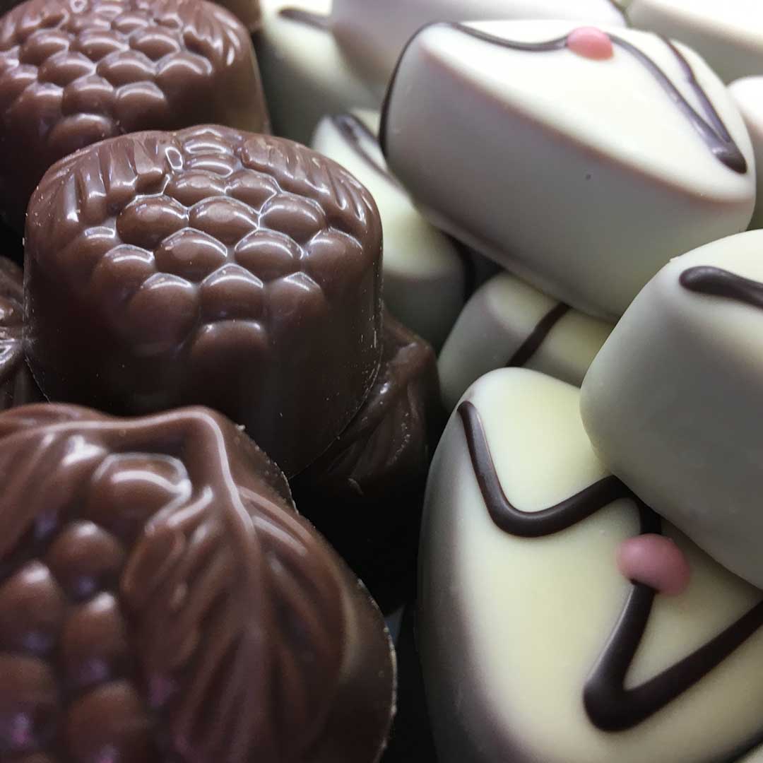 White and milk chocolate treats from Fudge Factory