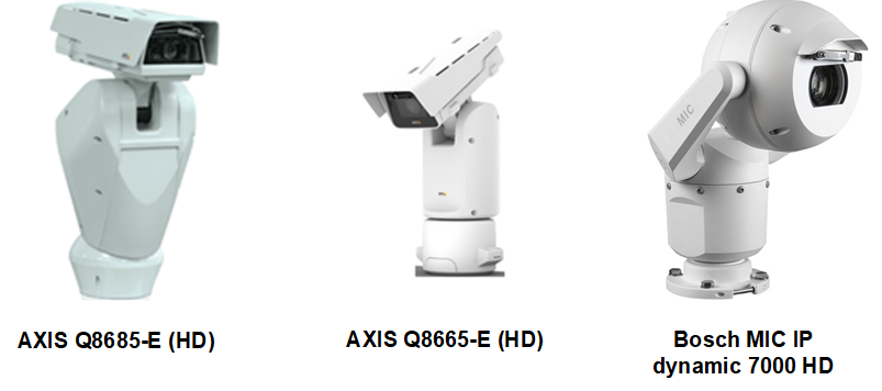Supported PTZ cameras include models from Axis and Bosch.