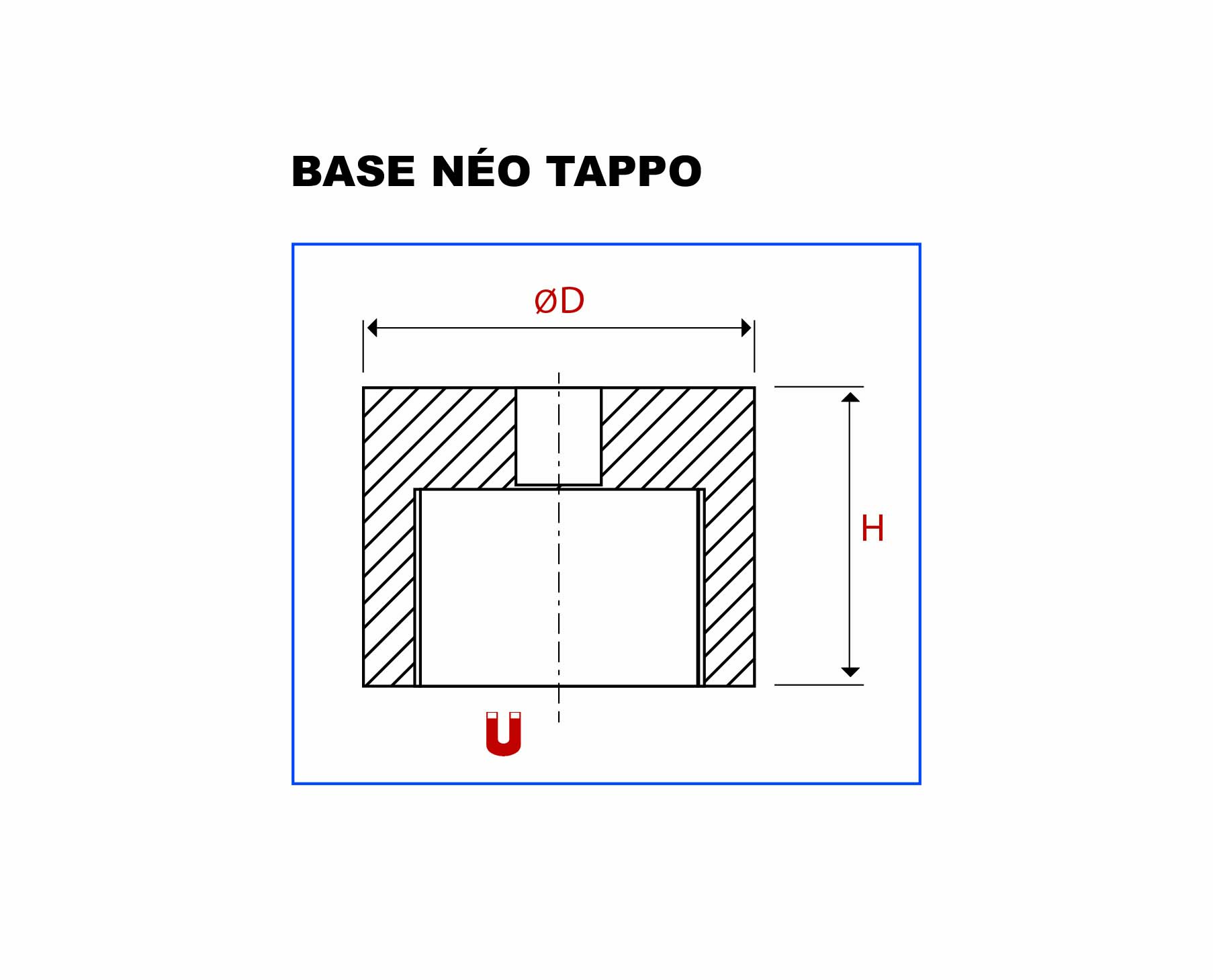 Plan de la base Bouchon néodyme vue en coupe