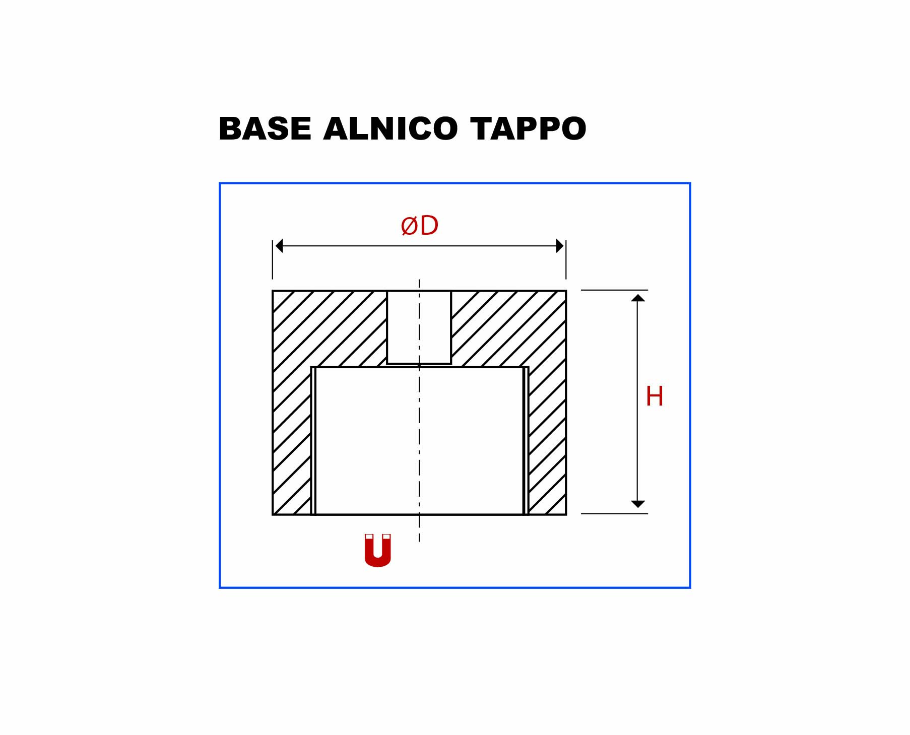 Plan de la base Bouchon AlNiCo vue en coupe