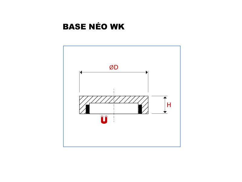 Vue en coupe de la base magnétique néodyme plate