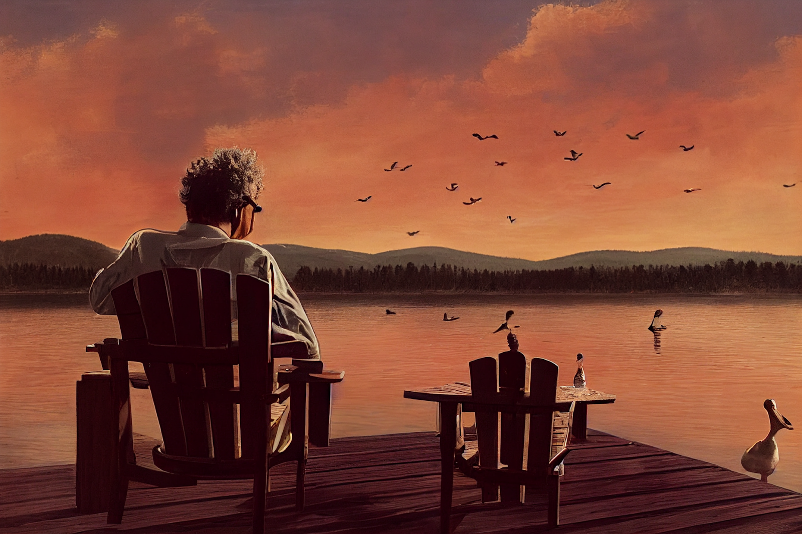 Fictional image of Kurt Vonnegut in the Adirondack Mountains - Image created on Midjourney Text-to-Image AI by Patrick Gilbert