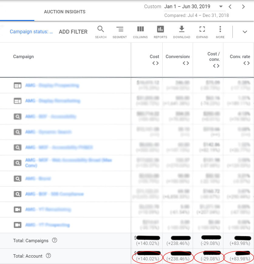 SaaS Company Google Ads Results
