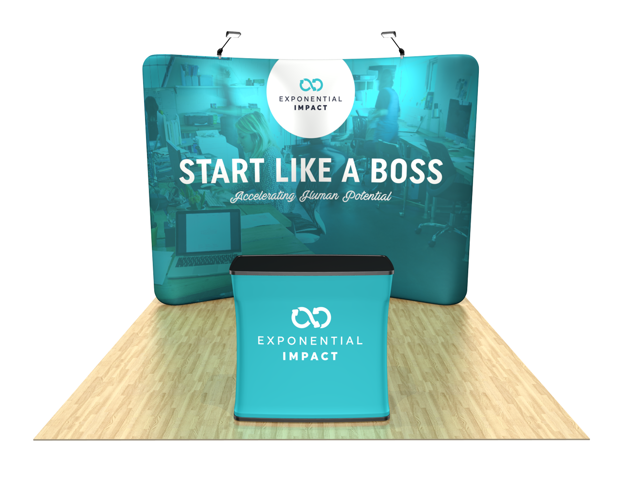 Tension Fabric Trade Show Display with Case-to-Counter