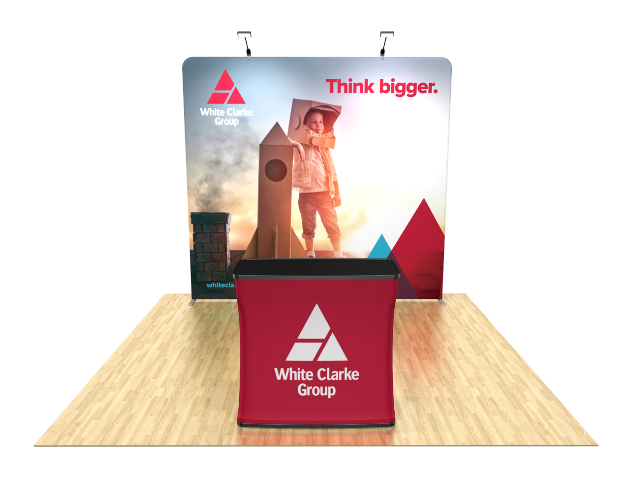 Tension Fabric Trade Show Display with Case-to-Counter with Graphic Wrap