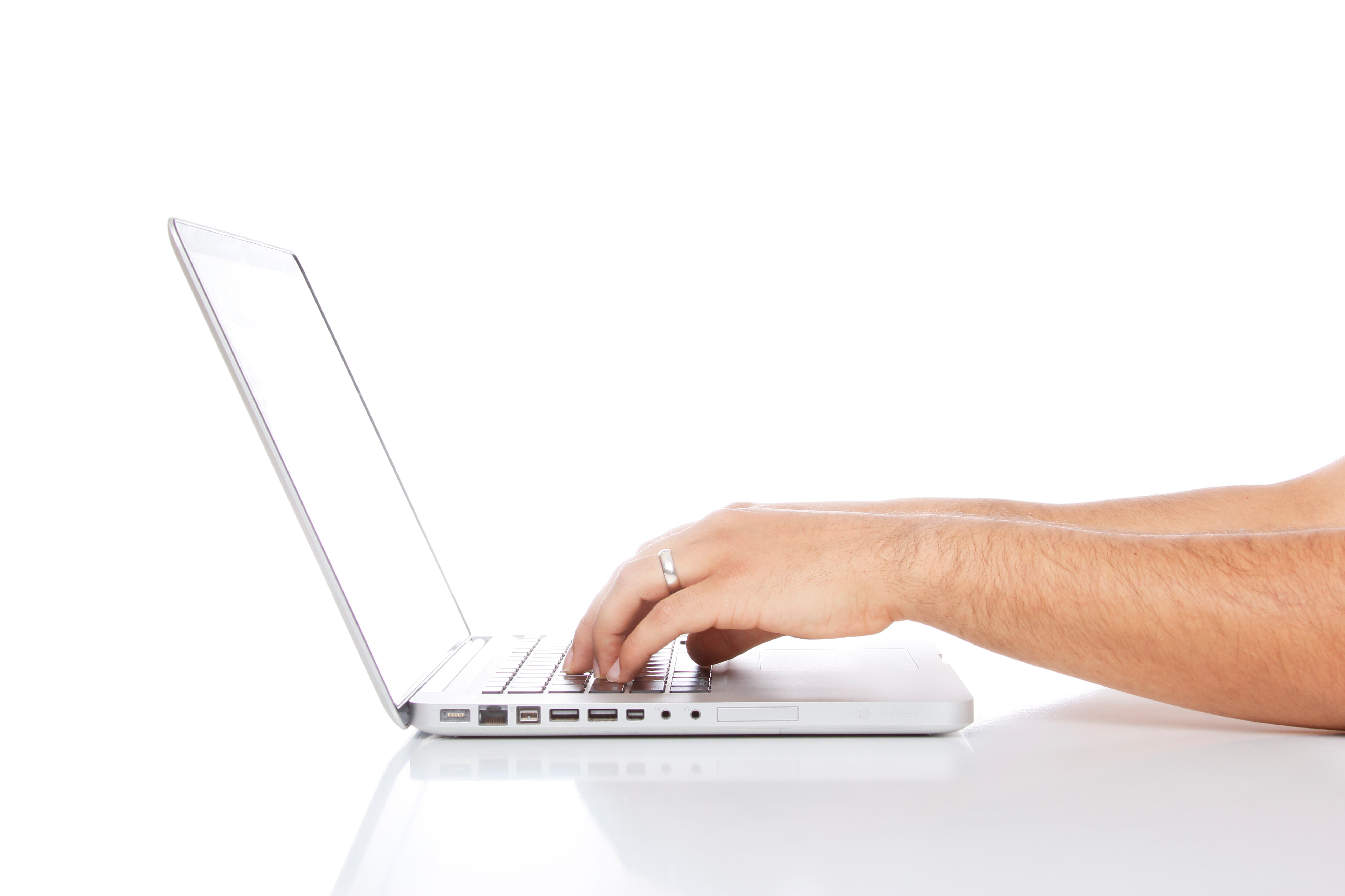 Followup & Thank You's - typing on laptop