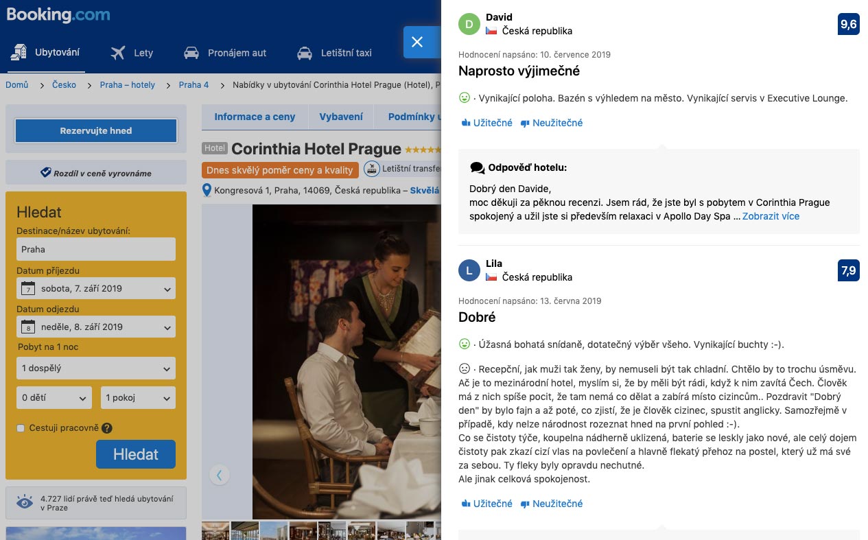 Detail ubytování hotelu Corinthia na Booking.com, který obsahuje recenze hostů, kteří v něm byli ubytování.