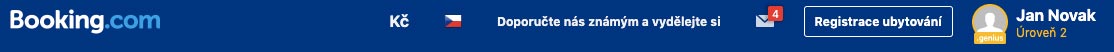 Jméno uživatele na Booking.com, který má u svého jména zlatý štítek "genius" (značící, že je ve věrnostním programu).