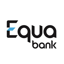 Logo banky Equa, která nabízí jeden z nejvýhodnějších běžných účtů na trhu (vedení účtu i výběry z bankomatů jsou zdarma).