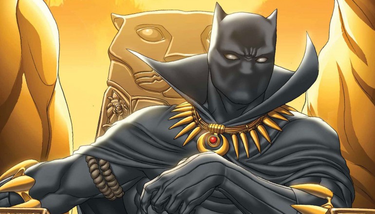Pantera Negra sentado no trono de Wakanda.