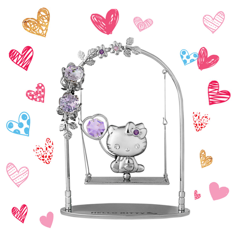 Hello Kitty Crystal Swing Figurine Blue Violet | crystocraft.com