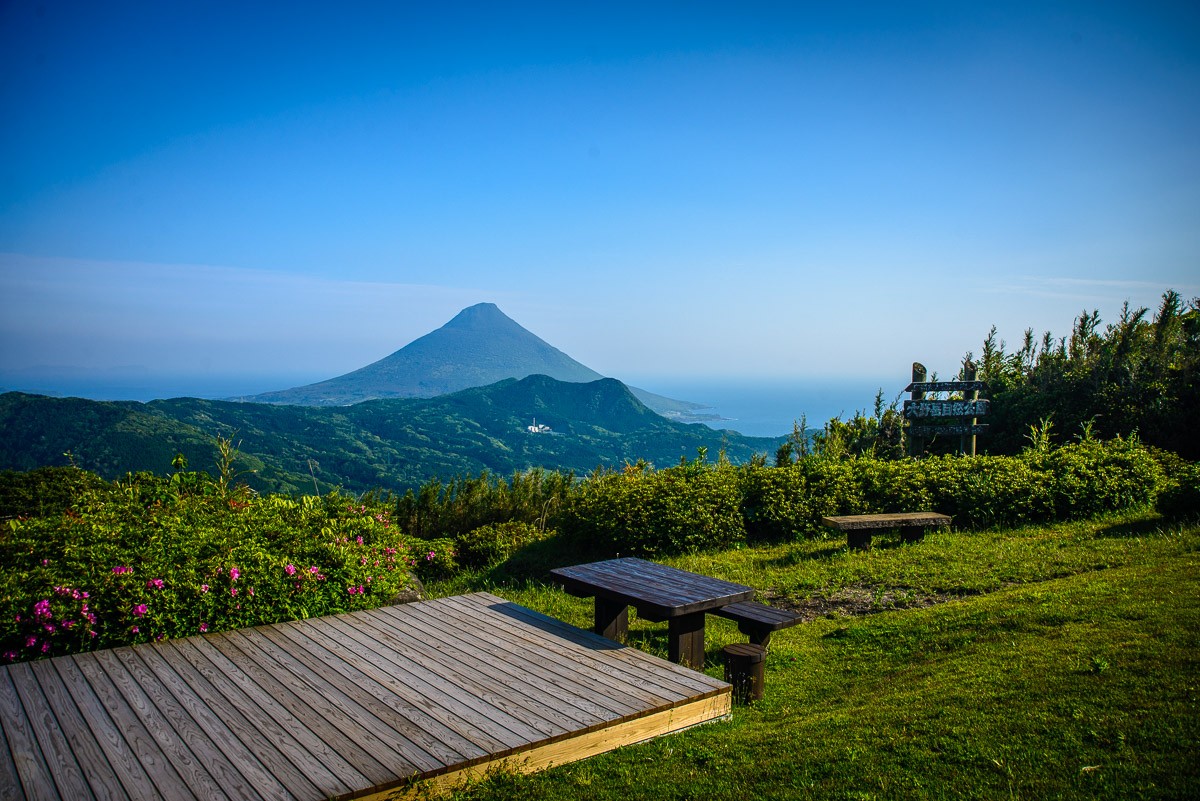 Scenic view of Mt. Kaimondake in Minami-Kyushu region, Kagoshima prefecture, south of Japan.