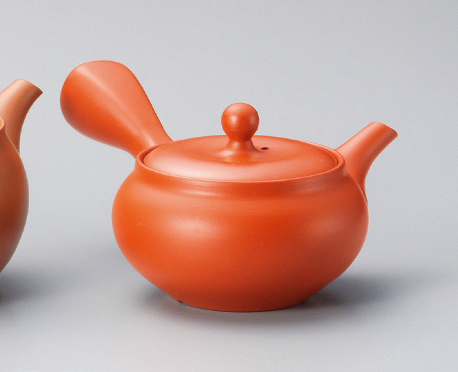 Traditional Tokoname tea pot with its distinctive red color.