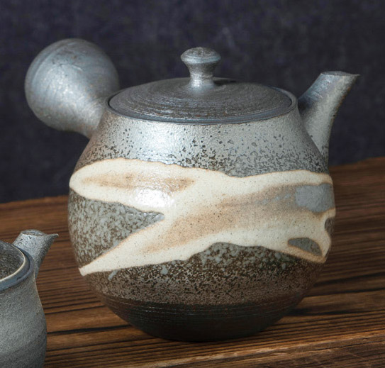 Grey and brown Tokoname tea pot.