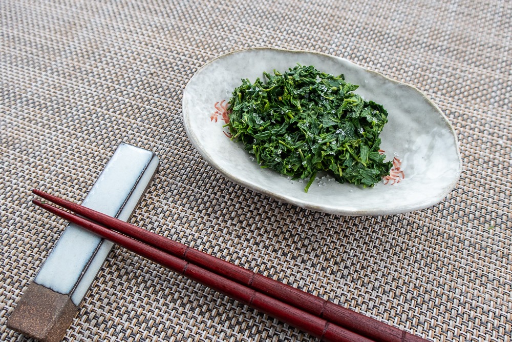 Gyokuro Leaves as an appetizer salad