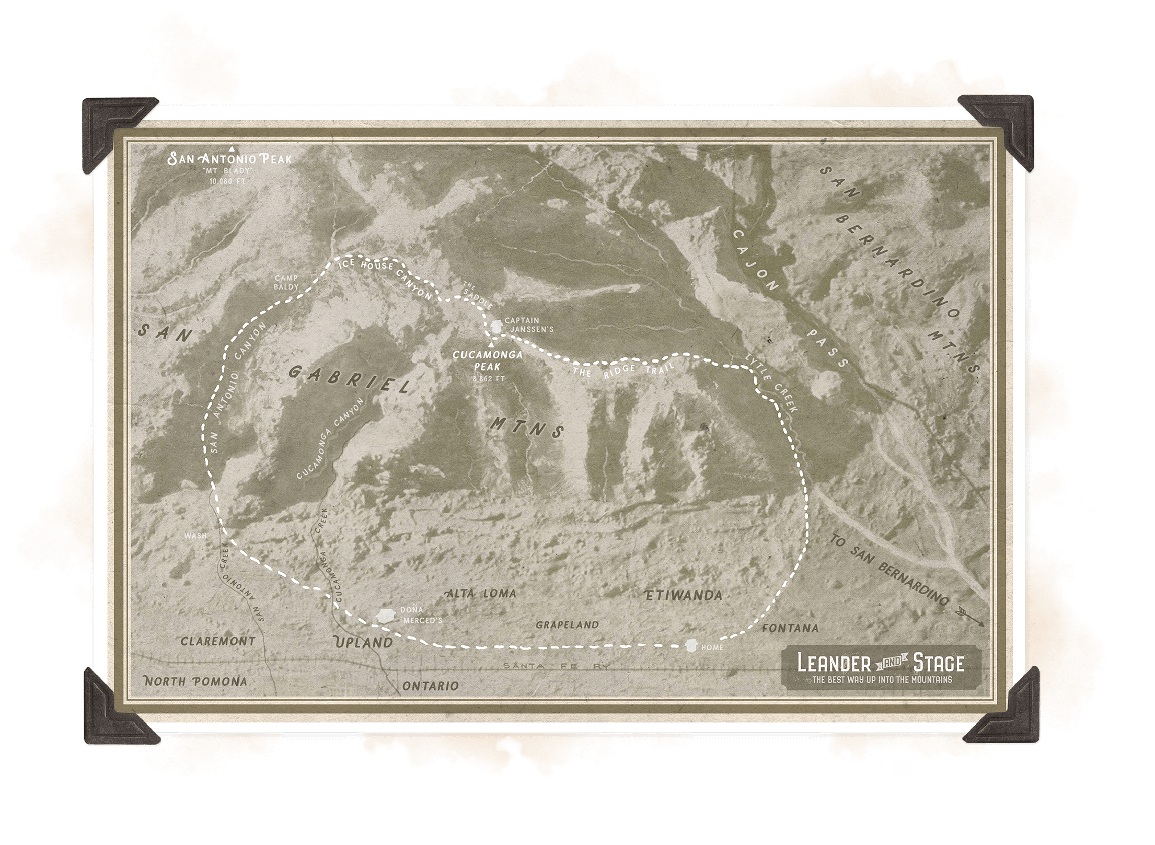 Leander and Stage, Leander's Travel Map through the San Bernardino Mountains