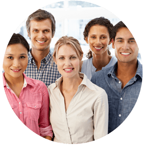 Group of patients looking happy about the convenient online patient forms.