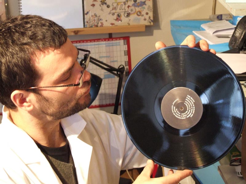 Vinyl record cleaning at Rat Records:Now you could eat your dinner off it. But don't.