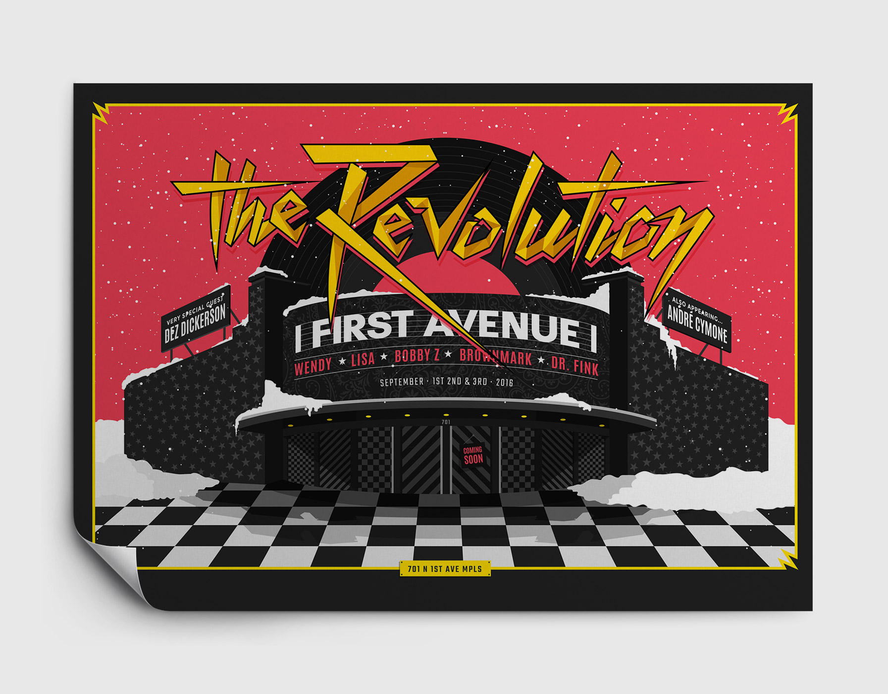 The Revolution poster design on hanging poster paper / Design by Heidi Skinner