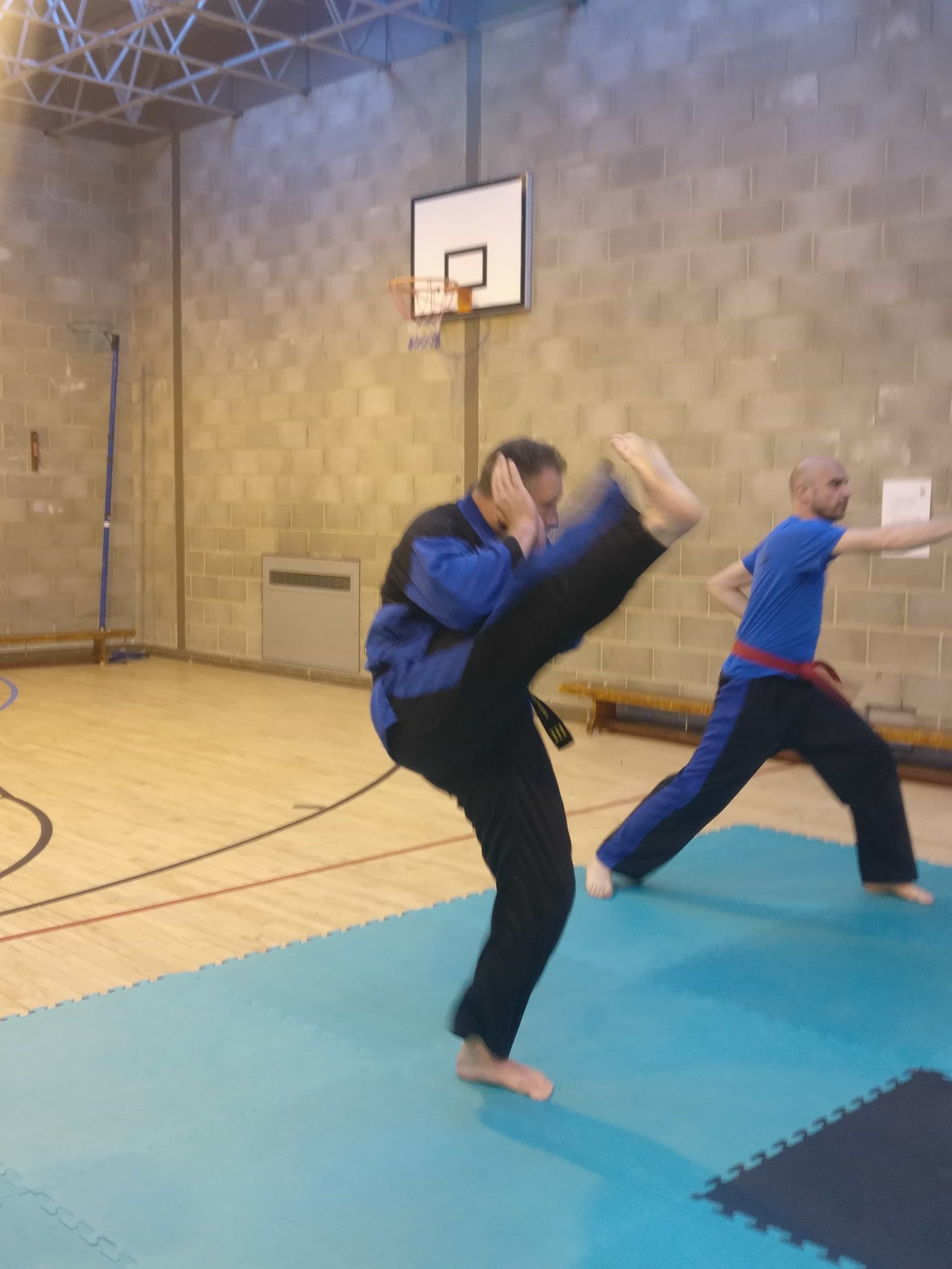 HEDTKD Galleries Kicking men Mr Brandon executing turning kick at HED