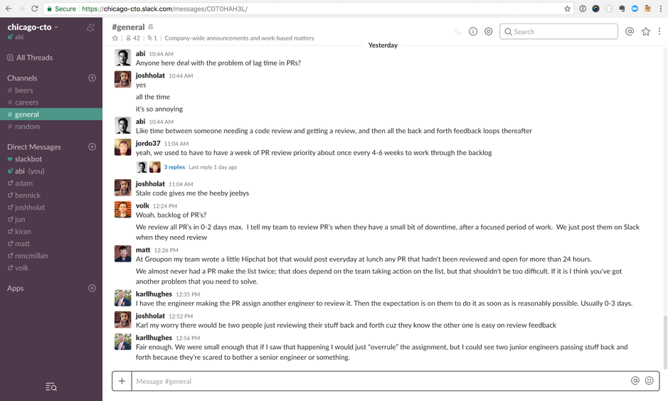 Pull Reminders Slack Chat