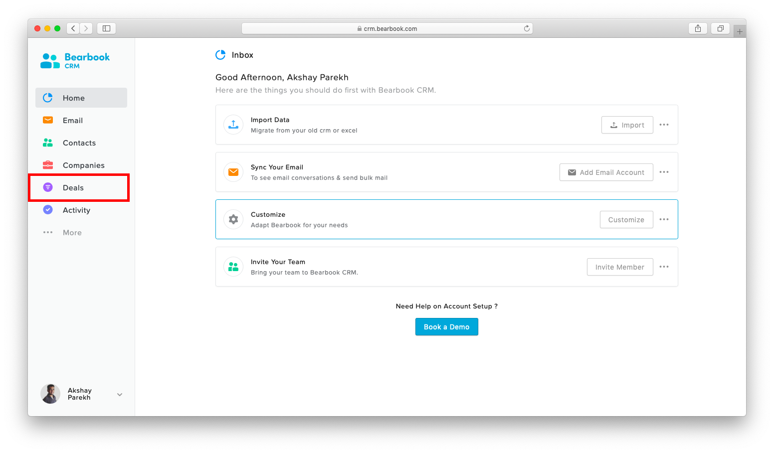 Add new deals in Bearbook CRM