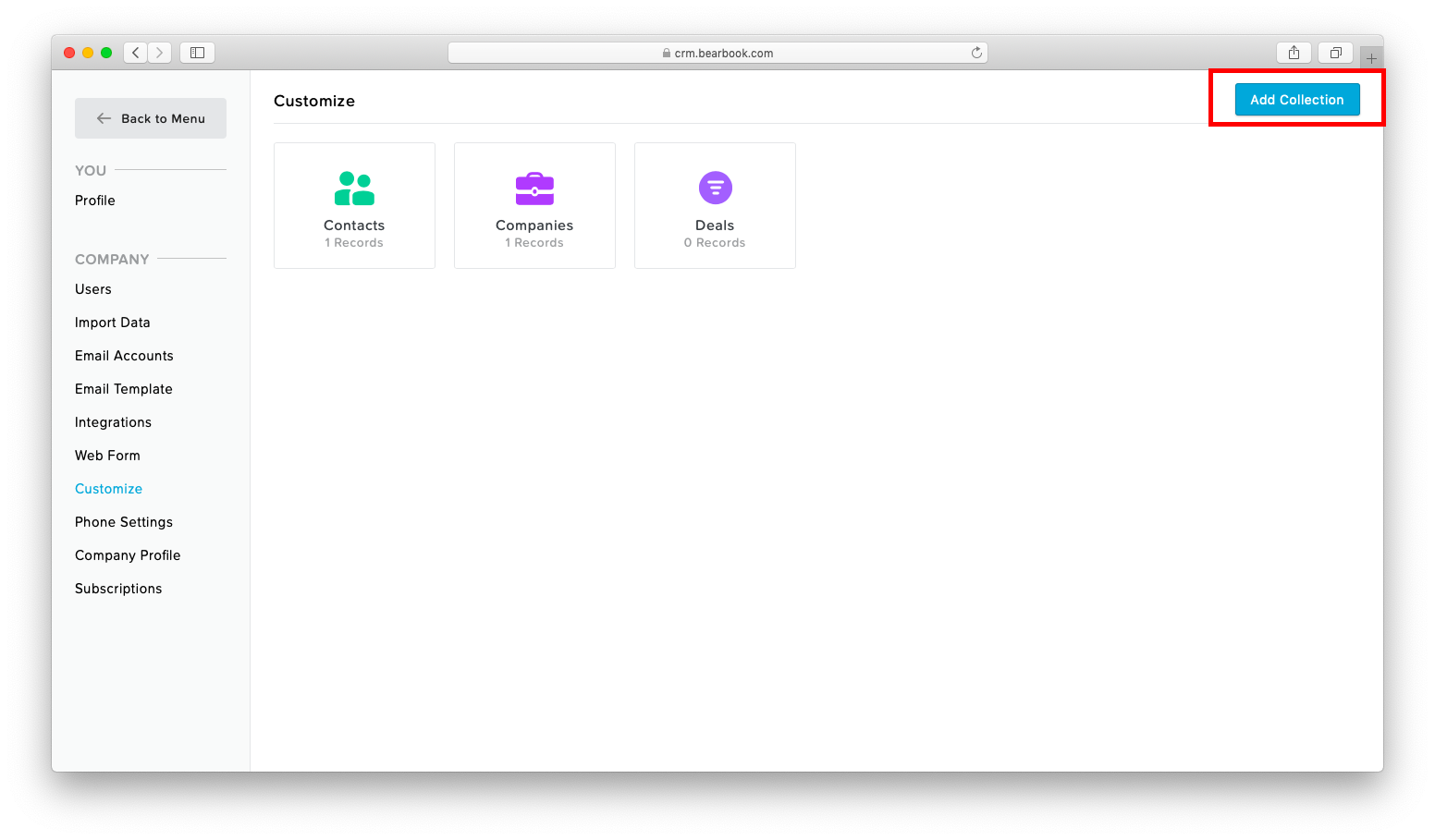 Bearbook CRM Customization